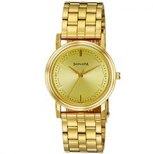 Sonata 7078Ym04 Gold Dial Analog Watch For Men