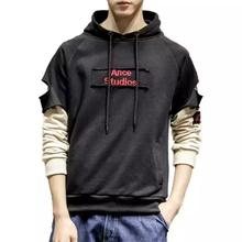 Korean Version Loose Round Neck Hoodies For Men - Jet Black