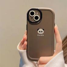 MissConnie Cute Panda Graffiti Phone Case Compatible for IPhone 11 15 14 13 12 Pro Max XR X XS Max Macaron Luxury Silicon Shockproof Cover