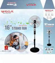 Wega (W-1602) 16 Inch Stand Fan With Timer (Black)