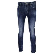 Dark Blue Washed Skinny Jeans For Men