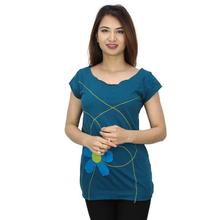 Blue Floral Printed T-Shirt  For Women  (WTP3041)
