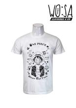 White One Piece Straw Hat Crew Printed T-shirt For Men