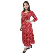 Red/Green Rayon Printed Flared Umbrella Kurti For Women - BC 910