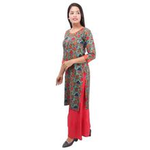 Tiffany Blue Printed Front Buttoned Kurti For Women