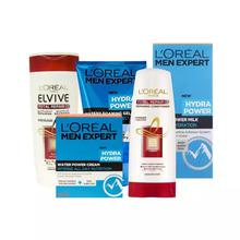 L'Oreal Combo Of Men's Skin Care And Hair Care Essentials (Cream, Cleansing Milk, Face Wash, Shampoo, Conditioner) - Set Of 5