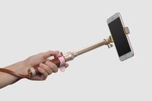 Coteetci Aluminum Selfie Stick With Leather Handle Gold