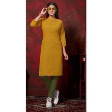 Plain Round Cut Buttoned Kurti For Women