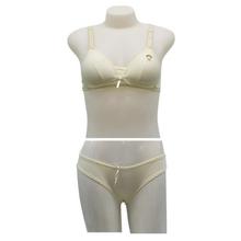Beige Padded Bra And Panty Set For Women - 17001676