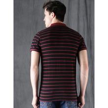 WROGN Men Black Striped Polo Collar T-shirt