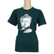 Buddha Printed 100% Cotton T-Shirt For Women- Dark Green