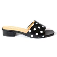 Black Polka Dotted Sandals For Women