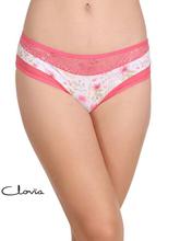 Clovia Pink/White Floral Mid Waist Hipster Panty For Women