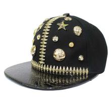 Black Studded Snapback Cap For Men