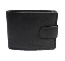 Black Push Lock Leather Bi-Fold Wallet For Men