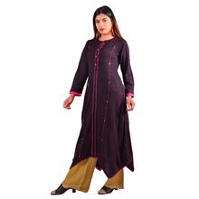 Paislei wine kurti with pink embroidery for women - AW-1920-36
