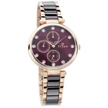 Titan Red Dial Multifunction Watch For Women - 95062WD01