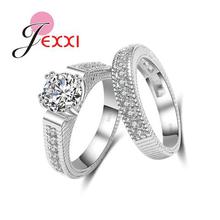 JEXXI Romantic 2PCS Couple Ring Set Best Quality 925 Sterling Silver