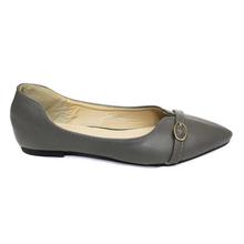 Grey Pointed Closed Shoes For Women