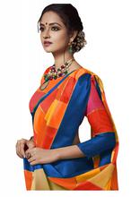 Stylee Lifestyle Orange Banarasi Silk Jacquard Saree (1845)