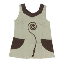 Beige/Brown 100% Cotton Sleeveless Dress For Girls - F27.5.73