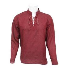 Maroon Front Laced Kurta Shirt For Men