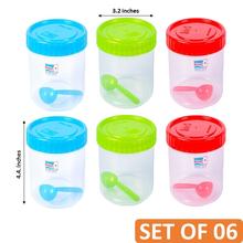 Set Of 06 Plain Large Plastic Utility Containers With Spoon - Bagmati