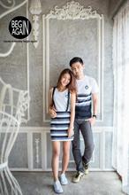 Begin Again Grey/White Set Of T-shirt And Dress For Couples CBA-054