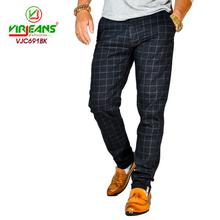 Virjeans Slim Fit Check Cotton Pant Blue-(VJC 691)