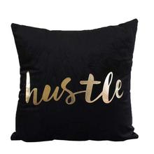 'Hustle' Printed Square Shape Cushion With Cover