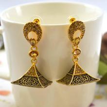 Tent Style Golden Stone Studded Pinjada Earrings For Women