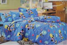 Mickey Mouse Print Blue King Size Bedsheet With Pillow Cover