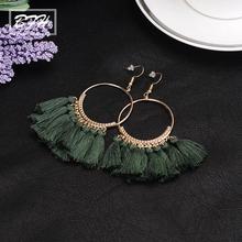 BFH Fashion Charm Large Circle Tassel Drop Earrings for Women Girl