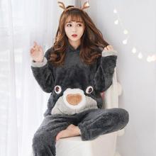 Pajamas women winter Korean thick lamb wool long-sleeved