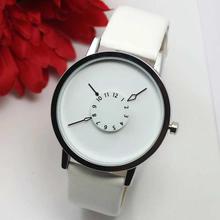 Turntable White Dial Casual Watch with Leather Strap For Man & Woman