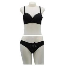 Black Laced Padded Bra And Panty Set For Women - 17001687