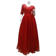 Red Sequinned Party Gown For Women