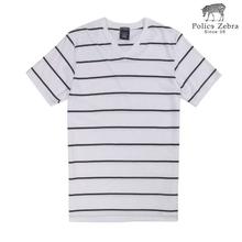 Police TVS2 V-Neck Striped Pattern T-Shirt For Men-Black & White