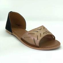 Theea Bronze/Black Denim D'orsay Flat Sandals For Women