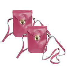 Pack Of 2 Solid Moblie Cover Crossbody Bag Set - Hot Pink