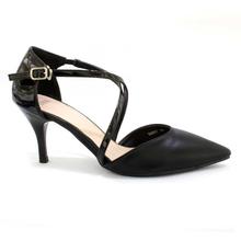 DMK Black Criss-Cross Pointed Ankle Strap Shoes For Women - 98667