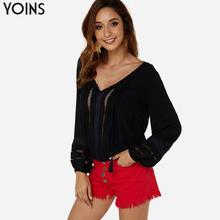 YOINS Women Sexy Blouses Shirts 2019 Spring Autumn V Neck