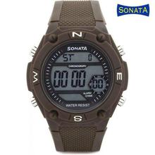 Sonata Grey Dial Digital Watch For Men -77033PP02