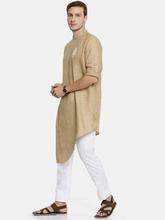 Freehand Men Brown & White Solid Kurta with Pyjamas