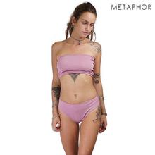 METAPHOR Lavender Solid Tube Bikini Set For Women(Plus Size)- MSS01BC