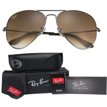 Ray Ban Aviator Light Brown Gradient Gunmetal Sunglasses