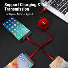 CHINA SALE-   Cafele 3 in 1 Retractable USB Cable for iPhone