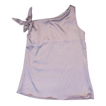 Womens Shiny Sleeveless Bow Design Tees - Silver