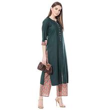 Harshana Women's Rayon Salwar Suit Set, Dark Green