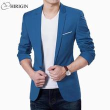 Single button leisure blazers men casual suit - Blue